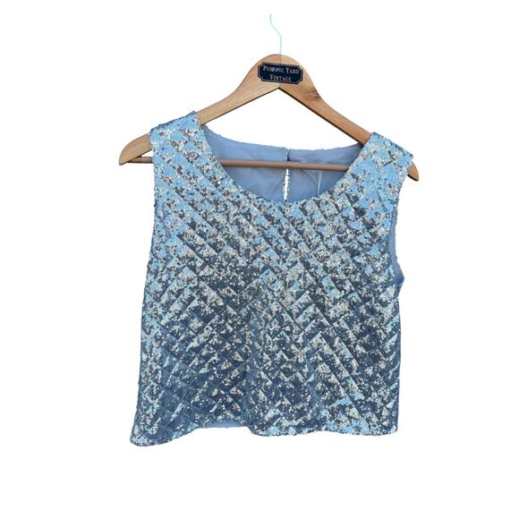 Kestan Women's Sleeveless Crop Top Sequin Silver Size Medium NEW - Picture 1 of 7